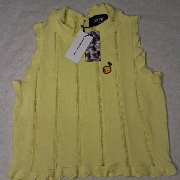 Cider Other - Cider Yellow Sleeveless Top with Lemon Embroidery